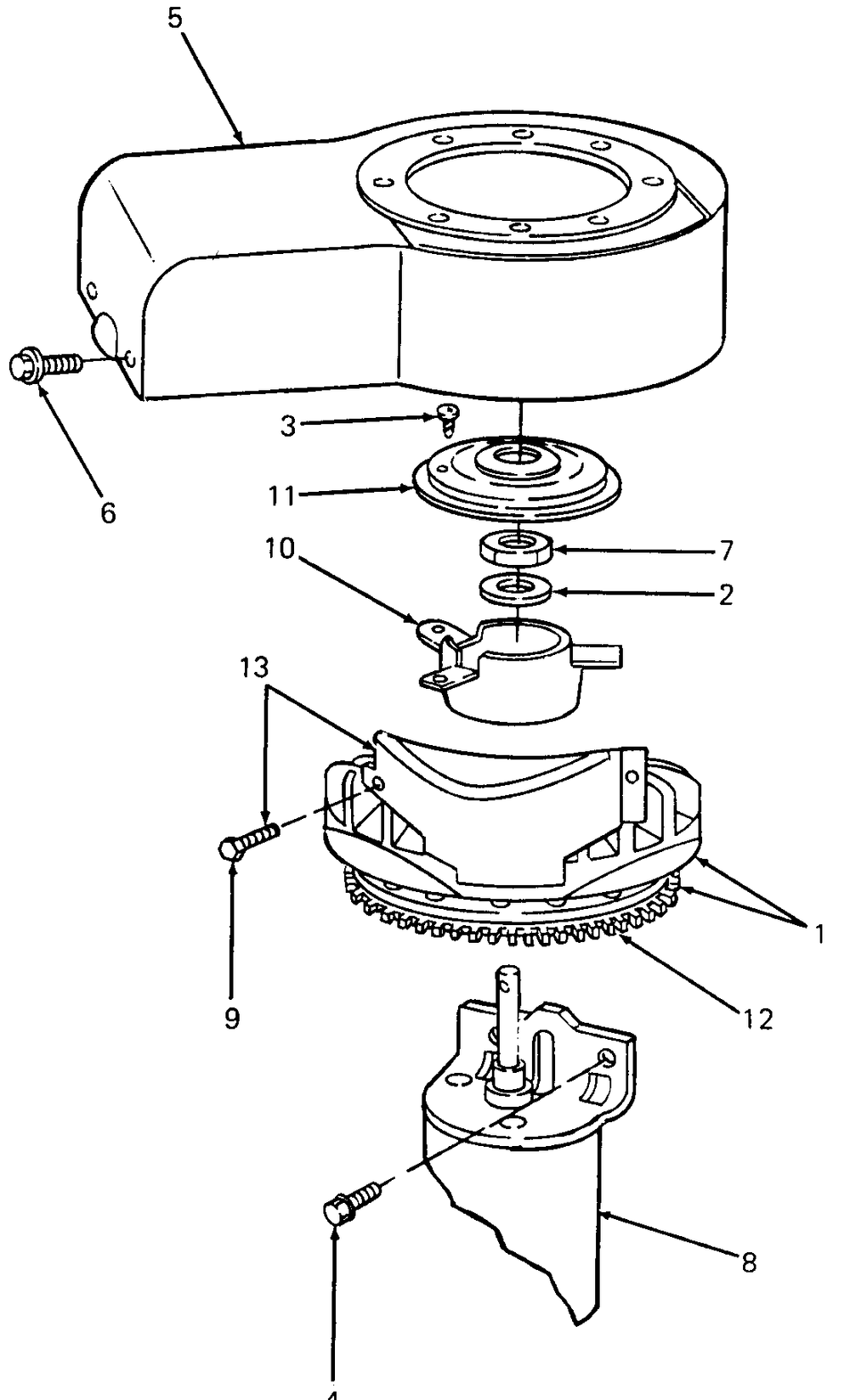 Engine Flywheel, Ring Gear, Blower Housing And Screen Diagram and Parts List for 1015 126001-207400-130200100-131200D100-138200100-139200100 Cub Cadet Lawn Tractor